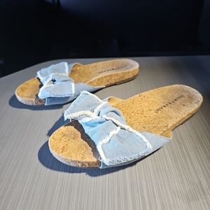 Lucky Brand Women's Blue Cork Slip-On Floritan Sandal - Size 7.5M/EU 38 PreOwned